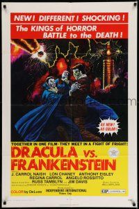 7b214 DRACULA VS. FRANKENSTEIN 1sh '71 monster art of the kings of fighting to the death!