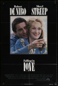 7b243 FALLING IN LOVE 1sh '84 romantic close-up of Robert De Niro & Meryl Streep!