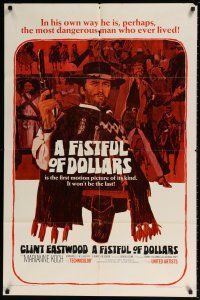 7b254 FISTFUL OF DOLLARS 1sh '67 Sergio Leone, introducing the man with no name, Clint Eastwood!