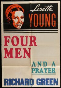 7b266 FOUR MEN & A PRAYER Leader Press 1sh '38 John Ford, Loretta Young, Greene, Niven, Sanders!