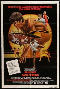 7b278 GAME OF DEATH 1sh '79 Bruce Lee, cool Bob Gleason martial arts artwork!