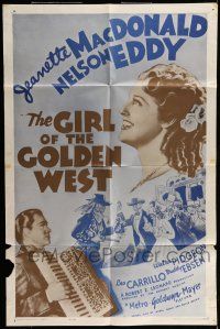 7b289 GIRL OF THE GOLDEN WEST 1sh R62 Jeanette MacDonald & Nelson Eddy!