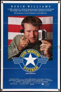7b298 GOOD MORNING VIETNAM 1sh '87 Vietnam War radio DJ Robin Williams, directed by Barry Levinson!