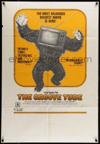 7b324 GROOVE TUBE 1sh '74 Chevy Chase, like TV's Saturday Night Live, wild image of gorilla w/tv!