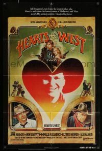 7b340 HEARTS OF THE WEST style A 1sh '75 art of Hollywood cowboy Jeff Bridges by Richard Hess!