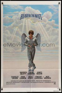 7b341 HEAVEN CAN WAIT 1sh '78 Lettick art of angel Warren Beatty wearing sweats, football!