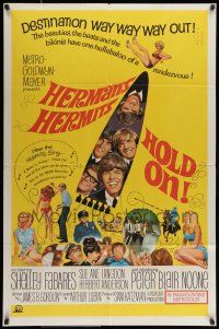 7b373 HOLD ON 1sh '66 rock & roll, great full-length image of Herman's Hermits performing!