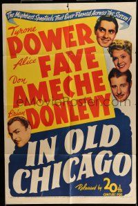 7b399 IN OLD CHICAGO 1sh R43 cool images of Tyrone Power, Brian Donlevy, Alice Faye & Don Ameche!