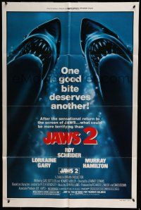 7b415 JAWS 2 1sh R80 Roy Scheider, one good bite deserves another, what could be more terrifying!