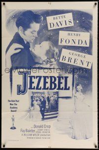 7b419 JEZEBEL 1sh R56 Bette Davis, Henry Fonda, George Brent, directed by William Wyler!