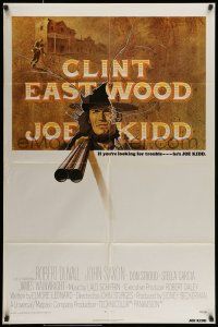 7b424 JOE KIDD int'l 1sh '72 cool art of Clint Eastwood pointing double-barreled shotgun!