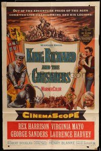 7b444 KING RICHARD & THE CRUSADERS 1sh '54 Rex Harrison, Virginia Mayo, George Sanders, Holy War!