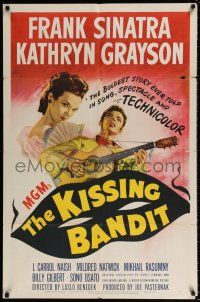 7b449 KISSING BANDIT 1sh '48 art of Frank Sinatra playing guitar & romancing Kathryn Grayson!