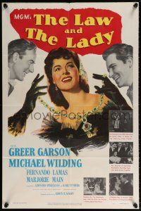 7b458 LAW & THE LADY 1sh '51 great full-length sexiest artwork of Greer Garson in all black gown!