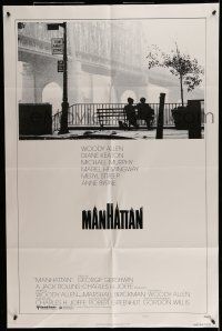 7b483 MANHATTAN style B 1sh '79 classic image of Woody Allen & Diane Keaton by bridge!
