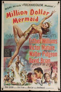 7b510 MILLION DOLLAR MERMAID 1sh '52 sexy swimmer Esther Williams in swimsuit & crown!