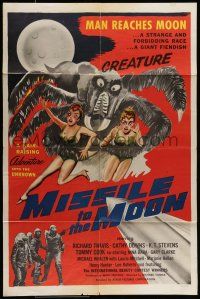 7b519 MISSILE TO THE MOON 1sh '59 giant fiendish creature, a strange and forbidding race!
