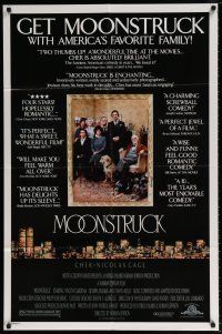 7b527 MOONSTRUCK style C 1sh '87 Nicholas Cage, Olympia Dukakis, Cher, great cast portrait!
