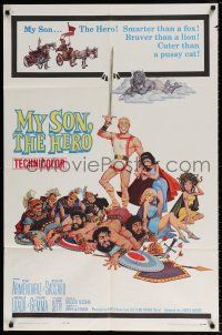 7b543 MY SON, THE HERO 1sh '63 Arrivano I Titani, wacky sword & sandal artwork!