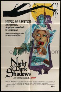 7b556 NIGHT OF DARK SHADOWS 1sh '71 wild freaky art of the woman hung as a witch 200 years ago!