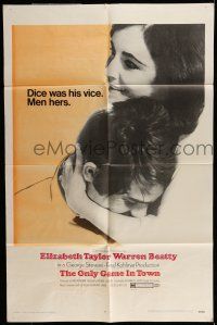 7b586 ONLY GAME IN TOWN 1sh '69 Elizabeth Taylor & Warren Beatty in love in Vegas!