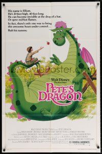7b618 PETE'S DRAGON 1sh R84 Walt Disney, colorful art of cast headshots & dragon by Paul Wenzel!