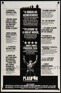 7b624 PLATOON reviews 1sh '86 Oliver Stone, Vietnam, classic scene with Willem Dafoe!