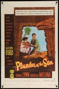 7b627 PLUNDER OF THE SUN 1sh '53 Glenn Ford, Diana Lynn, a sin-strewn terror-trek!