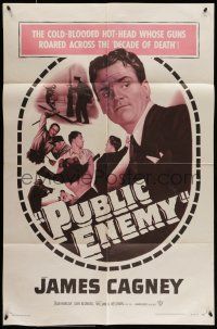 7b649 PUBLIC ENEMY 1sh R54 William Wellman directed classic, James Cagney & Jean Harlow!