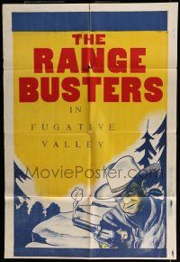7b669 RANGE BUSTERS 1sh '50s different western art of Crash Corrigan, Fugitive Valley!