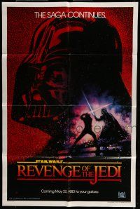 7b681 RETURN OF THE JEDI dated teaser 1sh '83 George Lucas classic, Revenge of the Jedi, Drew art!