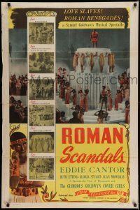 7b700 ROMAN SCANDALS 1sh R46 great images of wacky Eddie Cantor and elaborate routines!