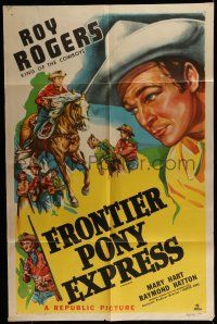 7b708 ROY ROGERS 1sh '48 western art of the star & Trigger, Frontier Pony Express!