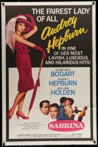 7b714 SABRINA 1sh R65 Audrey Hepburn, Humphrey Bogart, William Holden, Billy Wilder