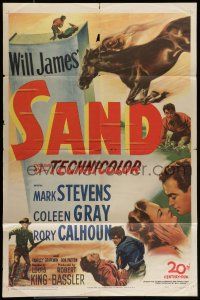 7b723 SAND 1sh '49 cool horse cowboy western w/ Will James, Coleen Gray, Rory Calhoun!