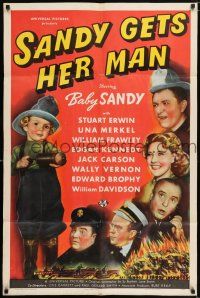 7b724 SANDY GETS HER MAN 1sh '40 wacky image of Baby Sandy as firefighter!