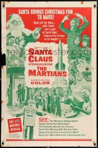 7b726 SANTA CLAUS CONQUERS THE MARTIANS 1sh '64 wacky fantasy, aliens, robots, Santa & Pia Zadora!