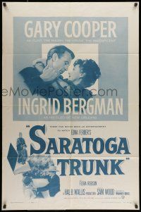 7b730 SARATOGA TRUNK 1sh R54 c/u of Gary Cooper about to kiss Ingrid Bergman, by Edna Ferber!