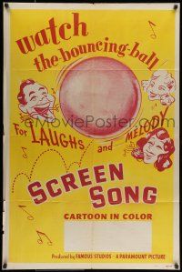 7b751 SCREEN SONG 1sh '49 follow the bouncing ball for laughs and melody, Snow Foolin'!