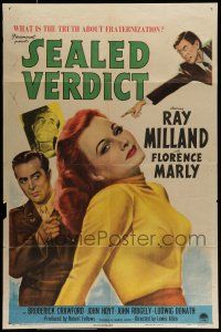 7b756 SEALED VERDICT style A 1sh '48 Ray Milland, sexy Florence Marly ought to hang!