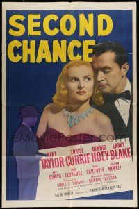7b758 SECOND CHANCE 1sh '47 Kent Taylor eyes sexy Louise Currie in a low-cut dress!