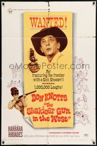 7b790 SHAKIEST GUN IN THE WEST 1sh '68 Barbara Rhoades with rifle, Don Knotts on wanted poster!