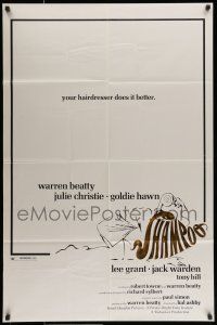 7b792 SHAMPOO 1sh '75 Warren Beatty, Julie Christie & Goldie Hawn, cool different art!