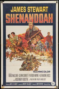 7b798 SHENANDOAH 1sh '65 James Stewart, Civil War, cool artwork!