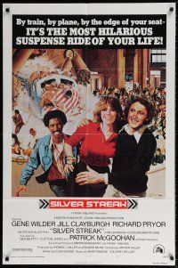 7b813 SILVER STREAK style A 1sh '76 art of Gene Wilder, Richard Pryor & Jill Clayburgh by Gross!