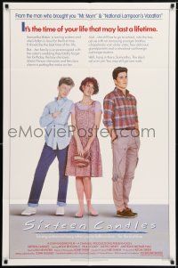 7b814 SIXTEEN CANDLES 1sh '84 Molly Ringwald, Anthony Michael Hall, directed by John Hughes!