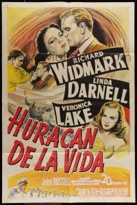 7b820 SLATTERY'S HURRICANE Spanish/U.S. export 1sh '49 different Veronica Lake, Linda Darnell & Widmark!