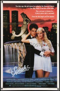 7b839 SPLASH 1sh '84 Tom Hanks loves mermaid Daryl Hannah in New York City under Twin Towers!