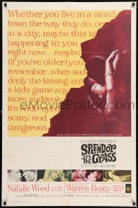 7b840 SPLENDOR IN THE GRASS 1sh '61 Natalie Wood kissing Warren Beatty, directed by Elia Kazan!