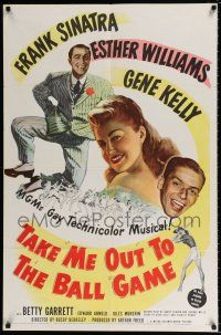 7b865 TAKE ME OUT TO THE BALL GAME 1sh '49 Frank Sinatra, Esther Williams, Gene Kelly, baseball!